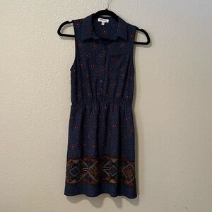 Monteau Sleeveless Dress with Geometric Design Mini Size Small